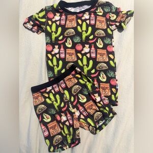Fletch Brand 3T 2 piece Taco Print shorts set. Bamboo pajamas